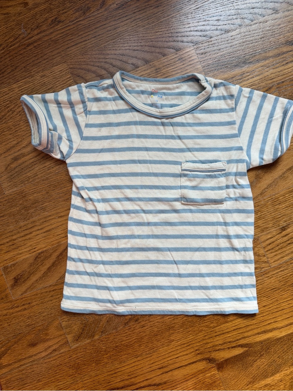 Oso & Me Blue and White Stripe Pocket Tee